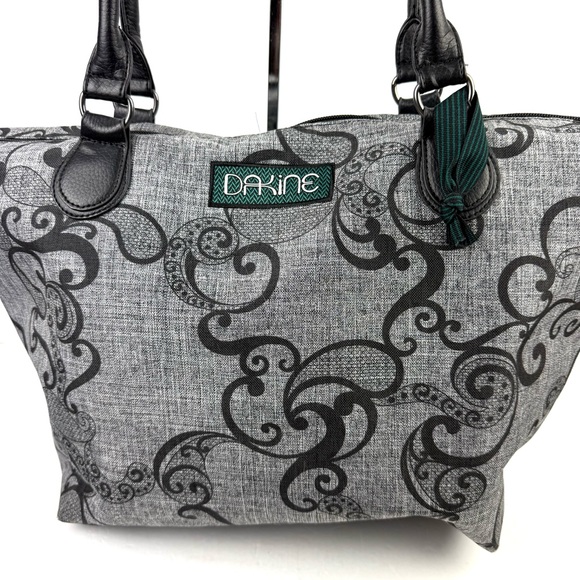Dakine Tote Bag Gray Green Canvas Paisley Floral Packable Shoulder Bag - Picture 2 of 13